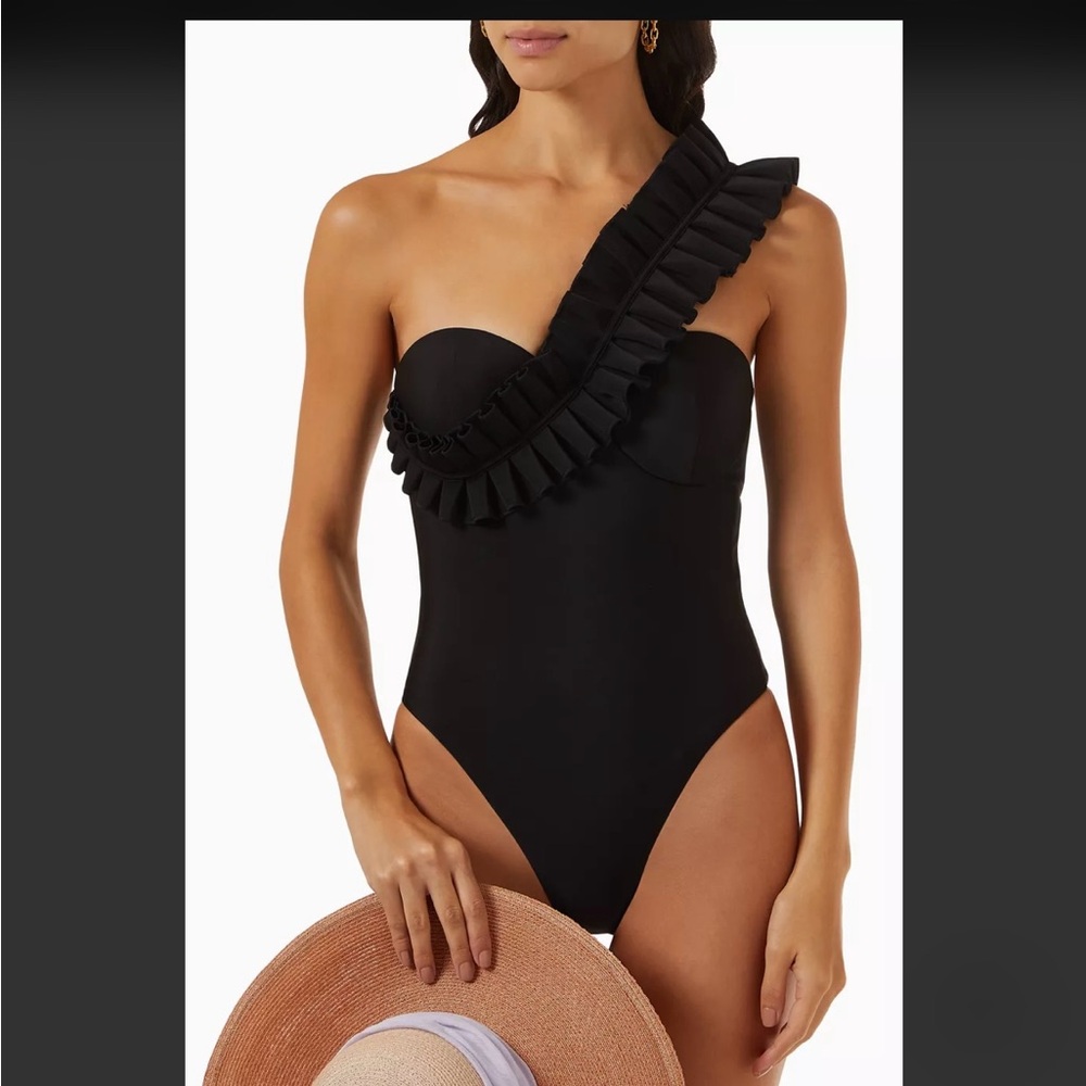 One Shoulder Andrea Iyamah Black One Piece Swimsuit